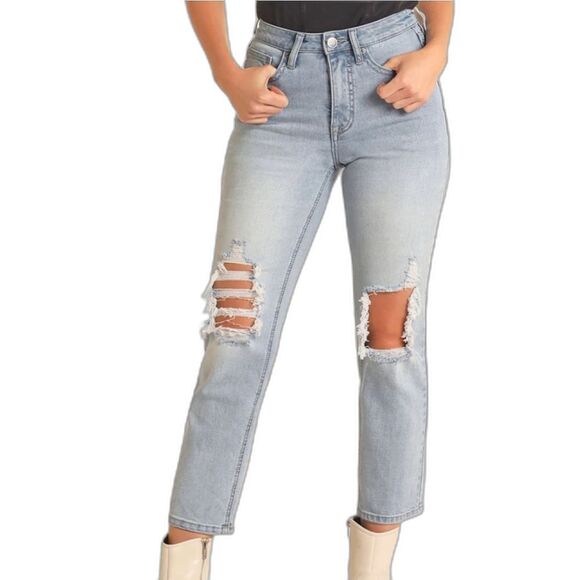 New Rock & Roll High Rise Straight Cropped Jeans 32 - Picture 3 of 14